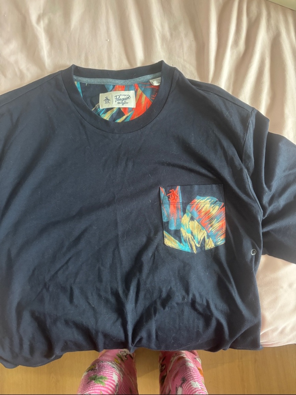 Original Penguin Navy Short-Sleeve Tee with Multicolor Pocket